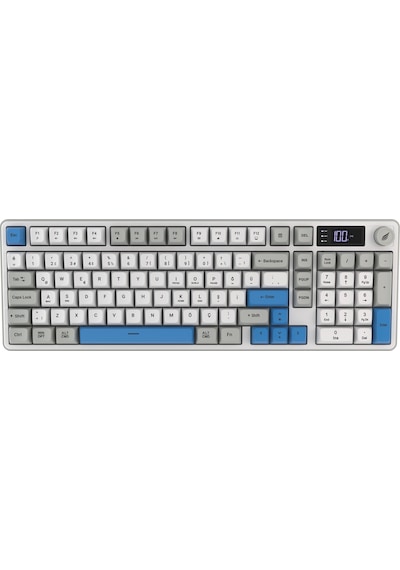 Hawk Gaming Hk258 Membrane Lcd Rgb Kablosuz/bluetooth Beyaz Mavi Full Türkçe Gaming Klavye