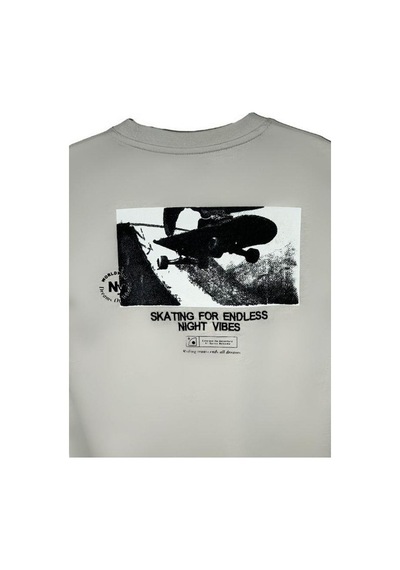 Jack Lions Erkek Bebek Pamuklu Sırtı Baskılı Skate T-shirt-15702 Taş