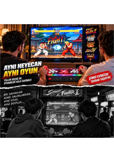Schitec Pandora 50.000 Oyunlu 4k 3d Rgb Işıklı Çift Kişilik Arcade Oyun Konsolu