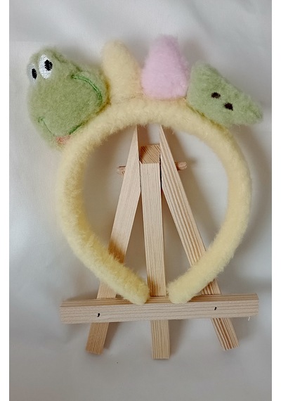 Kaplumbağa Figürlü Kız Çocuk Peluş Taç Sarı