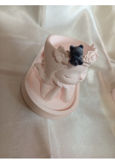 Gri Peluş Kedili Küpe