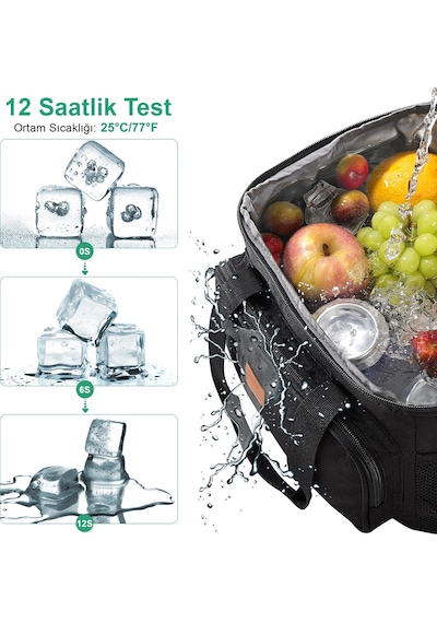 Haegs Termal Çanta, Soğuk Sıcak Tutucu Yalıtımlı Beslenme Çantası Soğutucu Yemek Çantası 8,5l -siyah Siyah