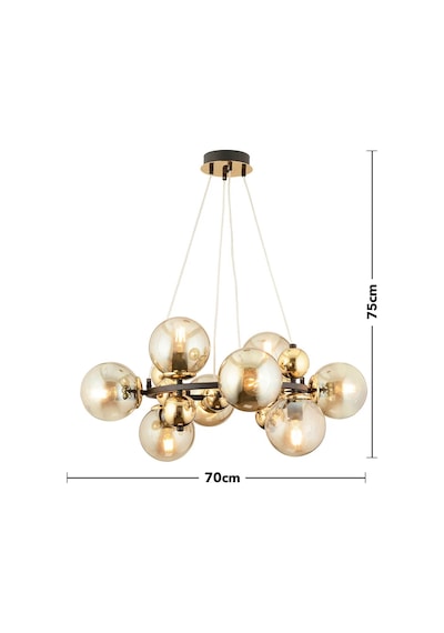 Lorento 8Li Yuvarlak Siyah Gold Modern Cafe,Restoran Için Uygun Retro Salon Avize