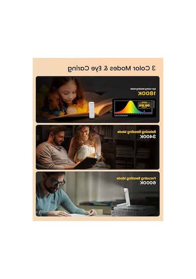 Kitap Işığı, 3 Renk Ve 5 Parlaklık Ayarı İle Taşınabilir Okuma Işığı 10 Parça Siyah