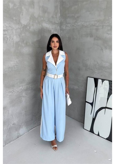 Neşeli Butik Kadın Bebe Mavi Çift Renkli Kemerli Şerit Detaylı Tam Boy Kolsuz Tulum Nbk087 Bebe Mavisi Neşeli Butik Kadın Bebe Mavi Çift Renkli Kemerli Şerit Detaylı Tam Boy Kolsuz Tulum Nbk087 Bebe Mavisi