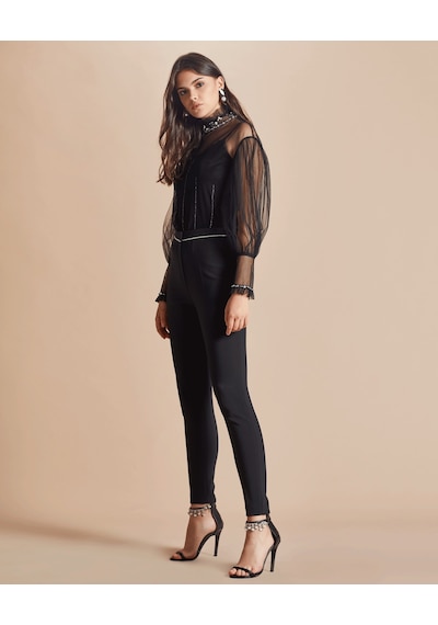 Serpil Exclusive Transparan Yaka Ve Kol Detaylı Dantel Garnili Bluz Romantik Ve Zarif Tasarım Siyah Serpil Exclusive Transparan Yaka Ve Kol Detaylı Dantel Garnili Bluz Romantik Ve Zarif Tasarım Siyah