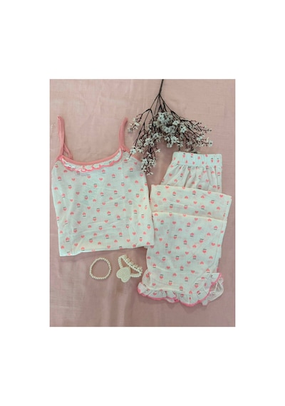 Mh Moony Homewears 2'li Somon Kalp Detaylı Uzun Alt Pijama Takımı Çok Renkli