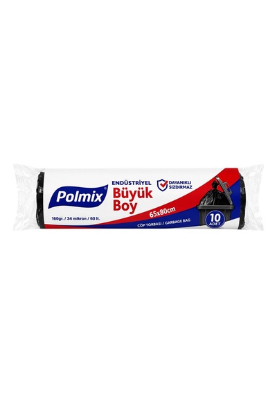 Polmix 160 Gr Endüstriyel Büyük Boy Çöp Poşeti 65 80 Cm Rulo Siyah Tarı
