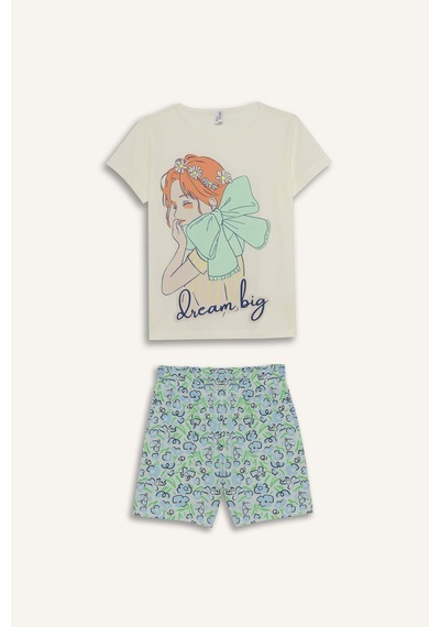 Defacto Kız Çocuk Pijama Takımı Baskılı Kısa Kollu Üst Beli Lastikli Şort E0663a825hser85 Ekru Defacto Kız Çocuk Pijama Takımı Baskılı Kısa Kollu Üst Beli Lastikli Şort E0663a825hser85 Ekru