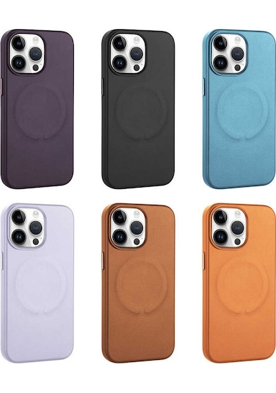 Apple Uyumlu iPhone  14 Pro Max Kılıf PU Deri Magsafe Wireless Şarj Özellikli Derix Kapak