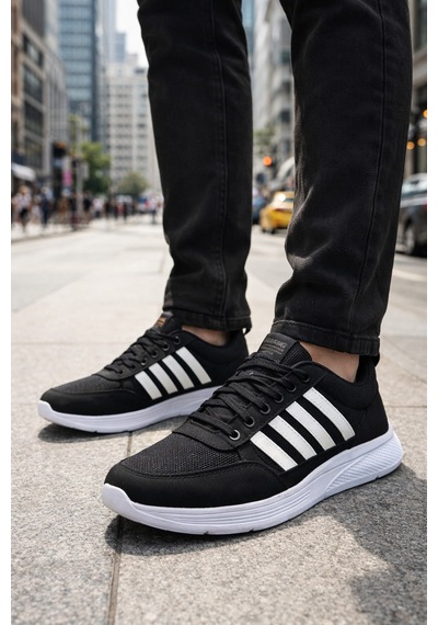 Ghattix Yeni Sezon Erkek Sneaker Ayakkabı Siyah Beyaz Siyah - Beyaz