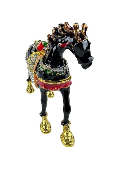 Düz At Biblo 7,5 7,5 CM Siyah Gold Taş Detaylı