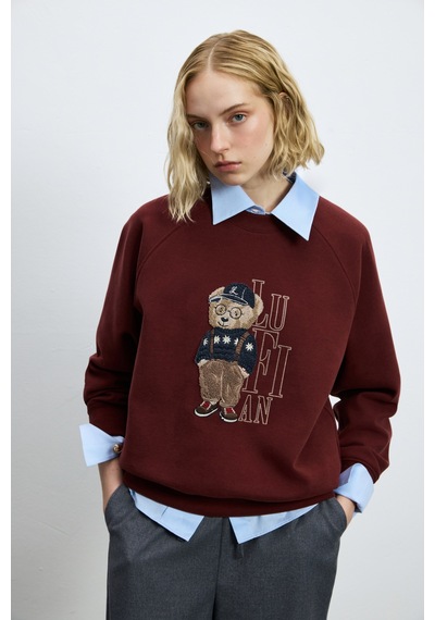 Lufian Dıamond Kadın Örme Sweatshırt Bordo Bordo 122030034100740