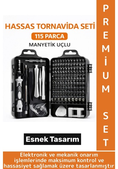 Tamirat Onarım Manyetik Uçlu Esnek Hassas Tornavida Seti 115 Parça