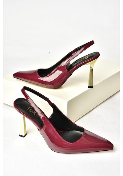 Fox Shoess752074608 Bordo Rugan Kalın Topuklu Kadın Ayakkabı Bordo