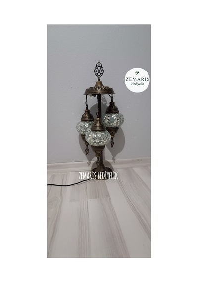 El Yapımı Otantik Mozaik Minik Lambader 3 Lü Beyaz - 719096800 Diğer