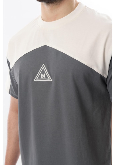 Madmext Ekru Overfit Garnili Erkek T-shirt E7104 Ekru