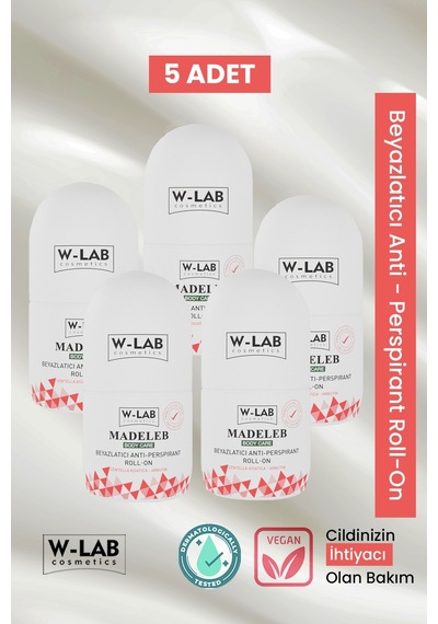 W-Lab Cosmetics Madeleb Beyazlatıcı Roll-On Deodorant 5 x 50 ML