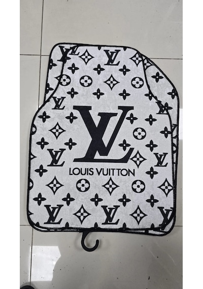 Lv Beyaz Desen Kaymaz Taban Dekoratif Oto Halı Paspas Üniversal Yıkanabilir Her Araca Uyumlu