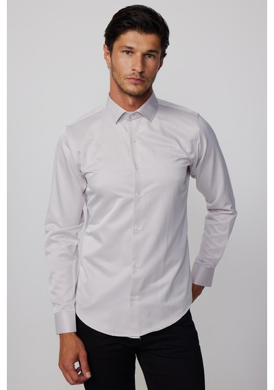 Tudors Slim Fit Pamuklu Düz Bej Erkek Gömlek-28022-bej Bej