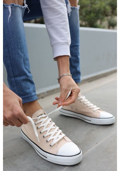 N Moda Unisex Keten Ayakkabı Spor Ayakkabı Günlük Sneakers Kısa Krem