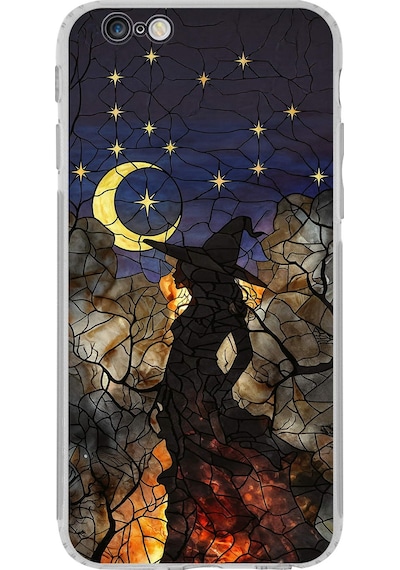 Printify Apple Uyumlu iPhone 6 Plus İle  Vitray Cadı Saati Tasarımlı Şeffaf Silikon Kılıf Şeffaf