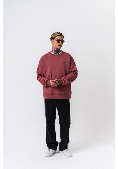 Erkek Respire Yazı Detaylı Basic Oversize Sweatshirt Gül Gülkurusu
