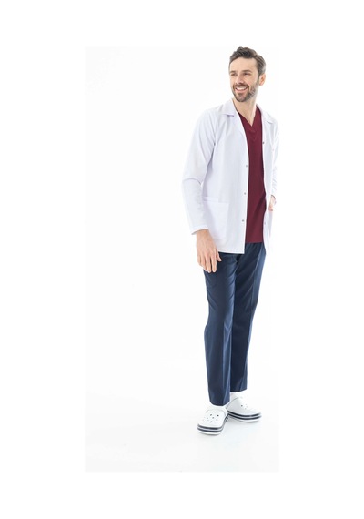 Spor Yaka Ceket Boy Erkek Doktor Önlüğü Alpaka Kumaş Beyaz Beo101 Beyaz