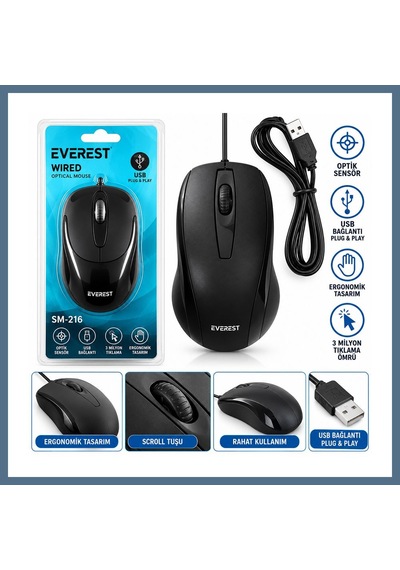 Buradabulabilirsin Kablolu Usb Işıklı Optik Mouse 1200 Dpı Bbz