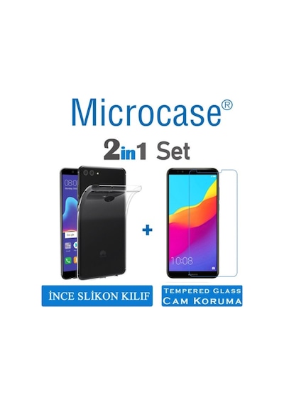 Huawei Y9 2018 Ince 0.2 Mm Silikon Kilif + Cam (Seçin) 297972594 - Seçenek / Cam Koruma-Tempered Glass Istemiyorum