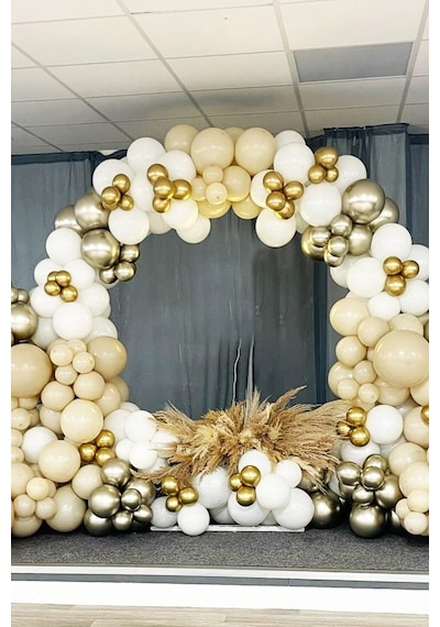 Beysüs Krem Beyaz Gold Krom Ve Beyaz Altın Balon 60'lı Pompa Ve Zincir Seti