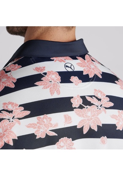 Puma Garden Pique Polo Çiçek Baskılı Erkek Golf Tshirt Deep Navy-melon Punch 01