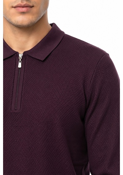 Foterman Erkek Spor Polo Yaka Mevsimlik Kazak Bgl-st05443 Mürdüm