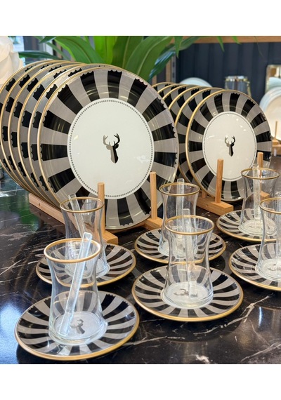 30 Parça Royal Stagoria Servis Pasta Çay Takımı Gold-5193 Çok Renkli