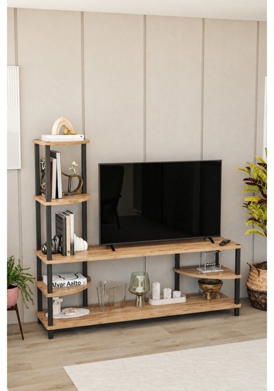 Neoline 120 Cm Tv Ünitesi Çok Raflı Modern Tv Sehpası - Meşe Meşe Neoline 120 Cm Tv Ünitesi Çok Raflı Modern Tv Sehpası - Meşe Meşe