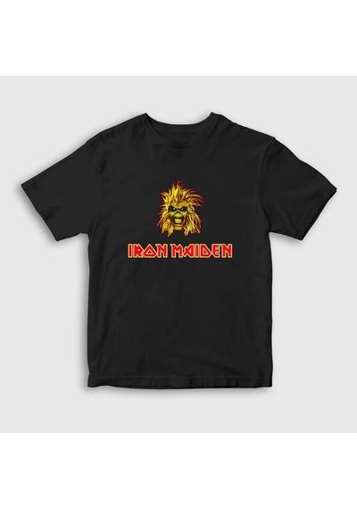 Presmono Unisex Çocuk Iron Maiden T-shirt Siyah