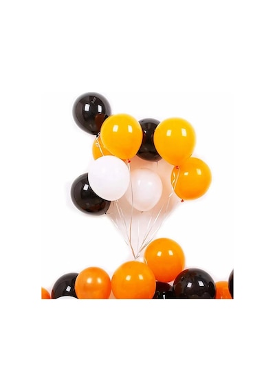 60 Adet Metalik Sedefli Beyaz-siyah-turuncu Helyumla Uçabilen Balon