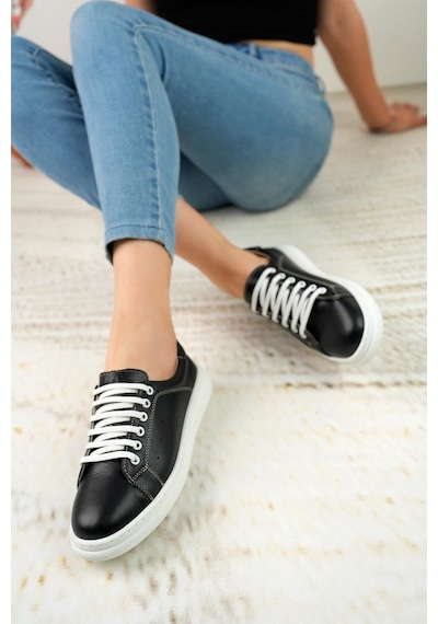 Nesil Shoes Syg P55 Siyah Hakiki Deri Kadın Ayakkabı-siyah Siyah