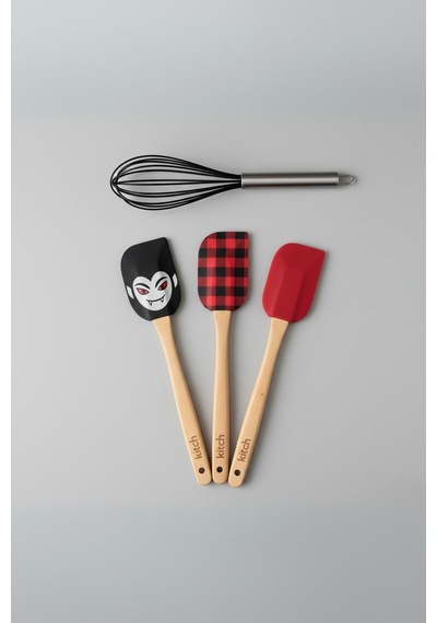 4 Lü Silikon Spatula Ve Çırpıcı Seti Karışık Renk Renkli
