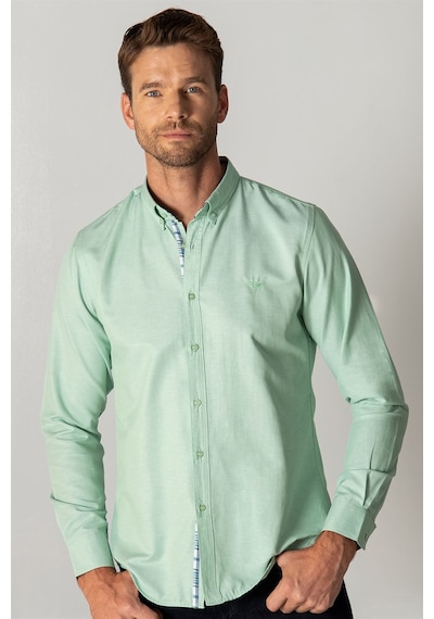 Tudors Slim Fit Dar Kesim Uzun Kol Erkek Gömlek-23475 Mint
