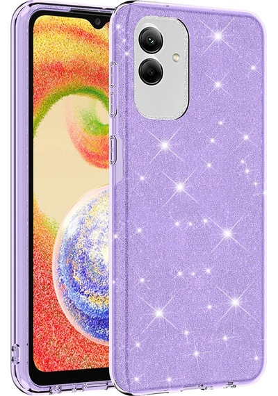Samsung Galaxy Uyumlu A04 Kılıf Zore Shining Silikon-Mor Mor