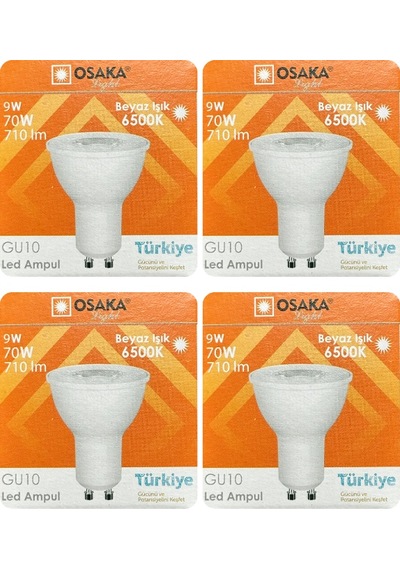 4 Adet Osaka 9w 70w Beyaz Işık 6500k Gu10 Duylu Led Çanak Ampul