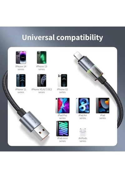 Ca-8170 Usb İphone 3a 7 Renkli Led Işıklı Şarj Data Kablosu