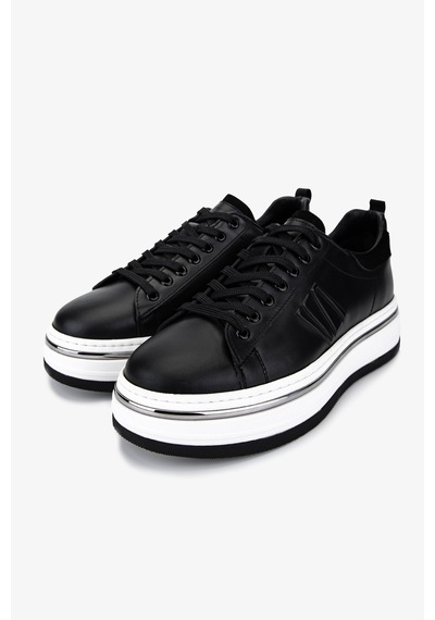 Valmenti Erkek Hakiki Deri Siyah Sneakers & Spor Ayakkabı 381 21618 Erk Ayk Y25 Sıyah Mat Siyah