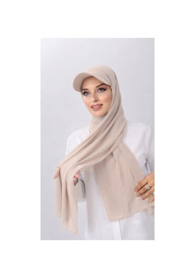 ALDAIYR Şapkalı Boneli Hazır Şal Hijab Sandy Taş