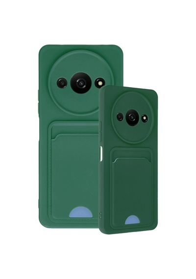 Mey İthalat Redmi A3 4g Kılıf Kelvin Kartvizitli Silikon - Koyu Yeşil
