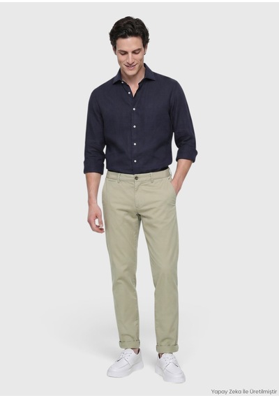 Ramsey Açık Haki Düz Dokuma Jogging Fit Casual Pamuk Karışımlı Pantolon açık Haki light Khaki