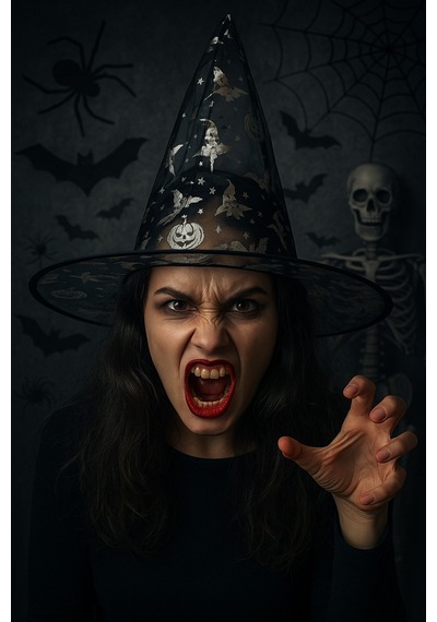 Cadılar Bayramı Şeffaf Tül Cadı Şapkası Gümüş Renkli Balkabağı Desenli Halloween Kostüm Aksesuarı