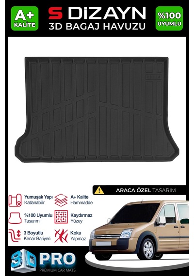 S-dizayn Ford Connect 3d Pro Bagaj Havuzu 2002-2013 A+ Kalite