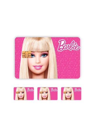 4 Adet Barbie Kart Kaplama Sticker Kart Etiketi Çok Renkli